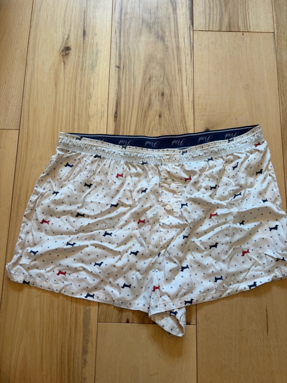 Victoria's Secret PINK Dachshund Dog & Star Pajama Boxer Shorts White L